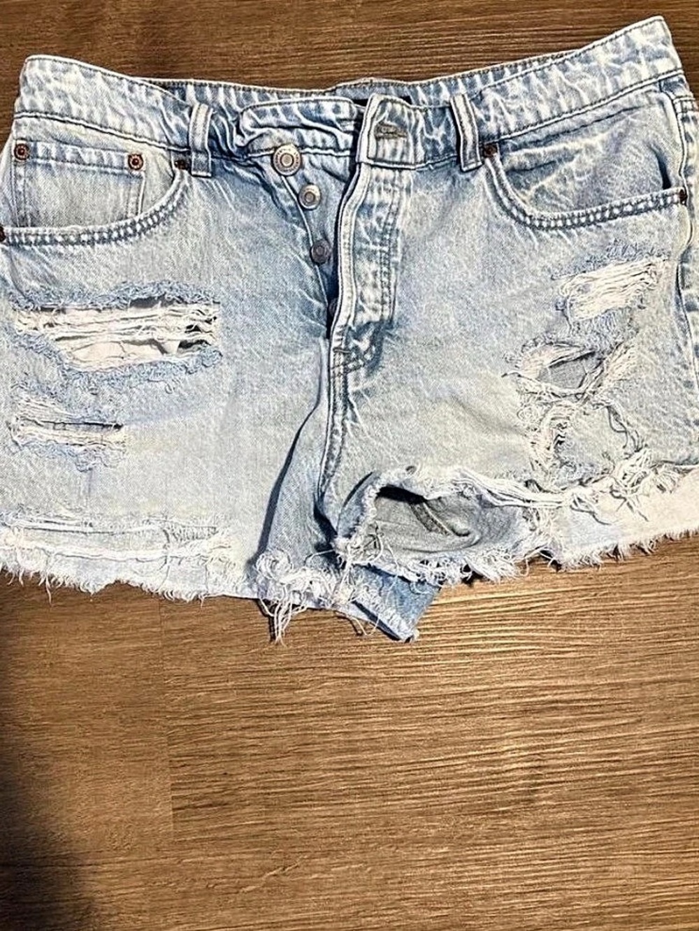Distressed Denim Jean Shorts in Blue